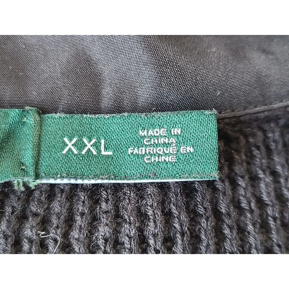 Lauren Ralph Lauren XXL Black Waffle Knit 1/4 Zip Sweater Pullover L-RL Pockets